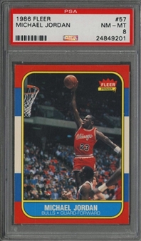 1986/87 Fleer #57 Michael Jordan Rookie Card – PSA NM-MT 8